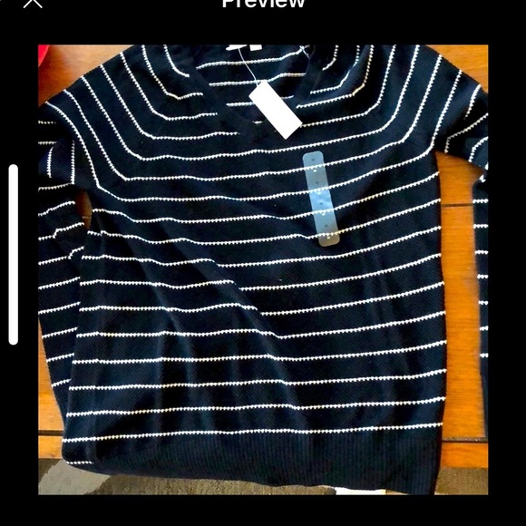 Gap Black and white stripe Tunic Sweater Long Sleeve V Neck Pullover M - Picture 3 of 5